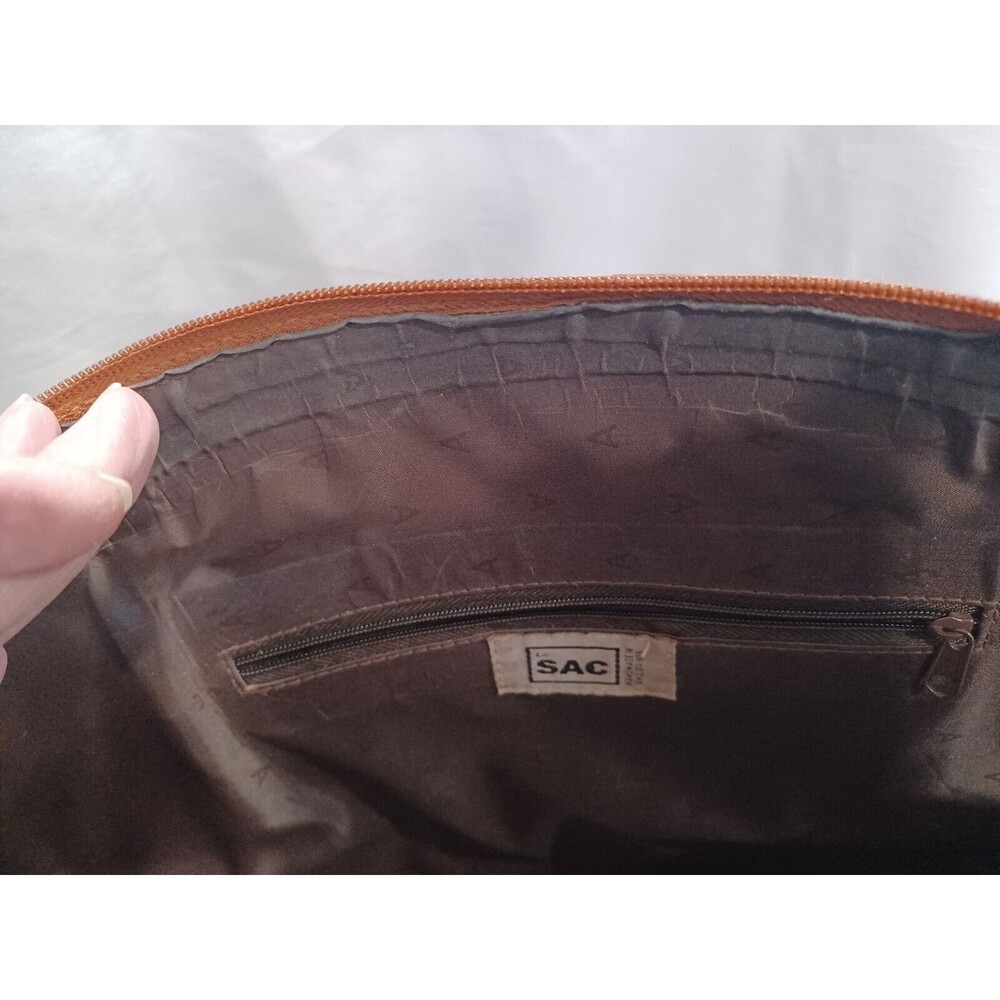 VINTAGE LE SAC STRAW AND LEATHER DOUBLE HANDLE HANDBAG - Picture 2 of 16